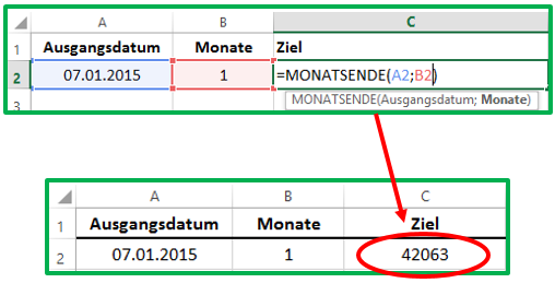 Excel Den letzten Tag eines Monats mit der Funktion MONATSENDE berechnen